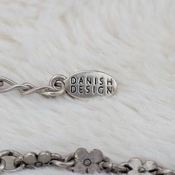 1960's Pearl Bead and Pink Enamel Flower Necklace by Danish Design - Picture 4 of 9